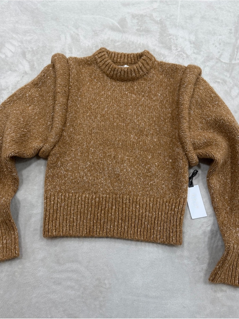 ASTR The Label Luciana Sweater Camel Puff Sleeve S NWT